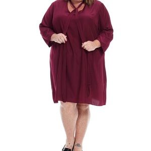 Olive Three-Quarter Sleeve Dress In Syrah